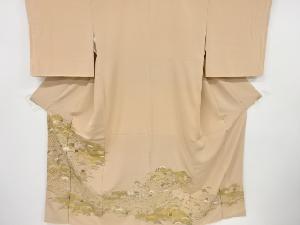 リサイクル　汕頭蘇州刺繍　松橘手箱模様一つ紋色留袖